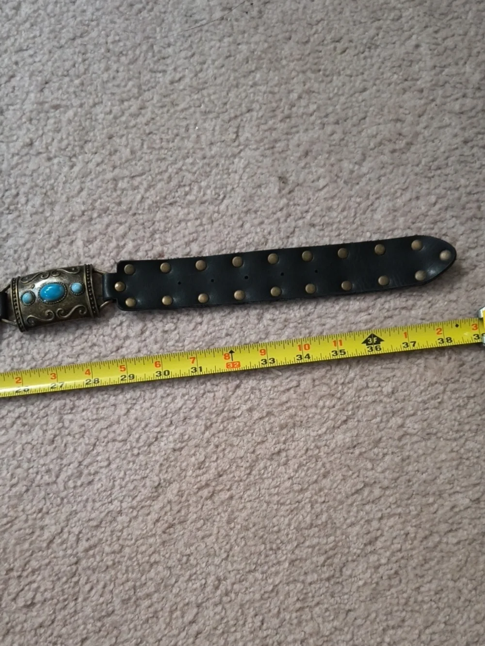 Black Girls/Kids Studded Belt with Turquoise Accent